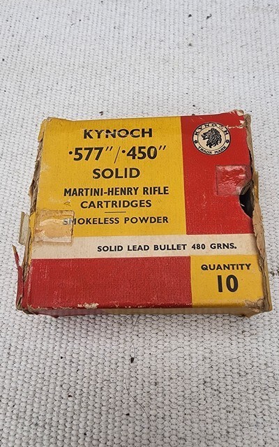 Kynoch 577/450 Martini-Henry Rifle Ammo 10 Rds SOLID 480 Grains