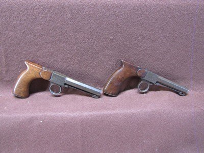 Pair of French J. Hermad Saw Handle Underhammer 27 Cal Percussion Pistols