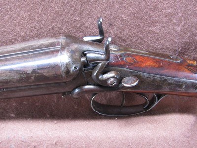 Antique W Richards 12 Ga Side Lever Hammer Double 30.25