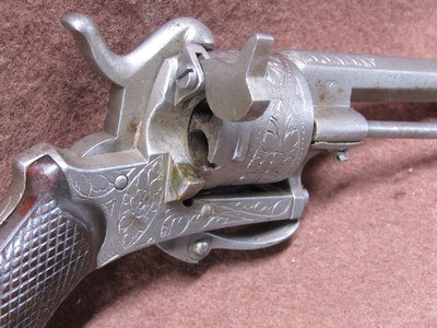 Antique French Pinfire 30 Cal 6 Shot DA/SA 3.25