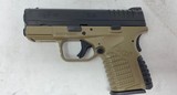 Springfield Armory XDS 9mm 3.3in 8rd Flat Dark Earth XDS9339DEE - unfired! - 4 of 15