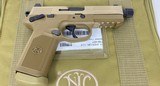Used FN FNX 45 Tactical FDE 45 ACP Night Sights 3-15 rd Mags - 2 of 2