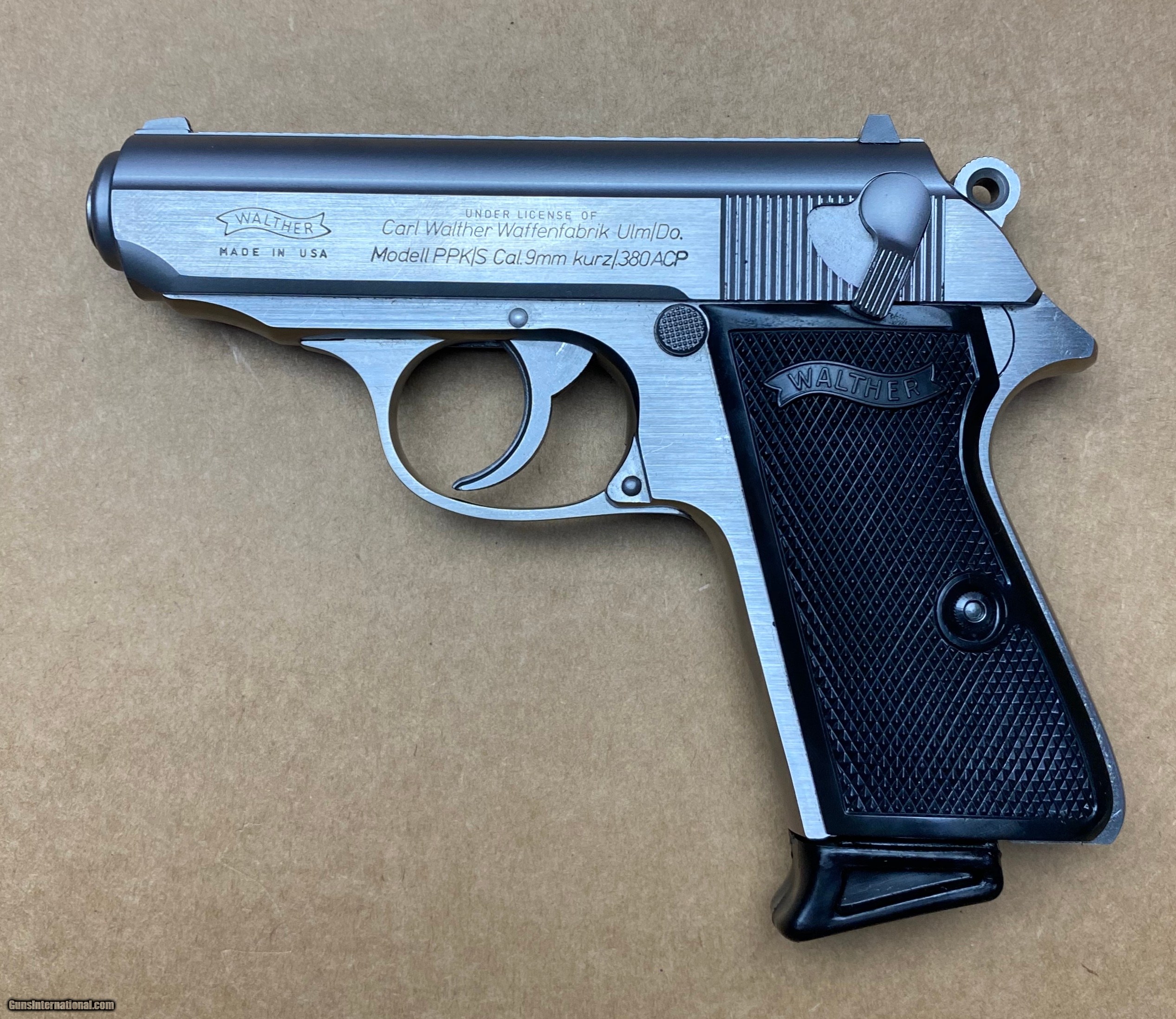 Like New Interarms Walther PPK S 380 ACP 9mm Kurz Stainless Steel
