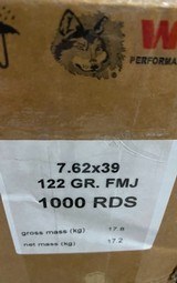 Wolf 7.62x39 122 gr FMJ Steel Case Berdan Primed 1000 Rounds Bulk Ammo - 1 of 2