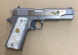 Used Colt Government 1911 38 Super Bright Stainless Steel Engraved O2091 - 1 of 6