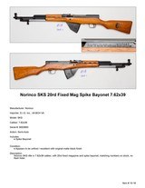 Norinco SKS 20rd Fixed Mag w-Spike Bayonet, 7.62x39 - 2 of 2