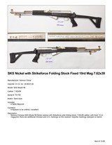 SKS Nickel with Strikeforce Folding Stock Fixed 10rd mag 7.62x39 - 2 of 2