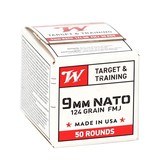 Winchester NATO 9mm Luger Ammo 124 grain FMJ Case of 1000 Rounds W9NATO50