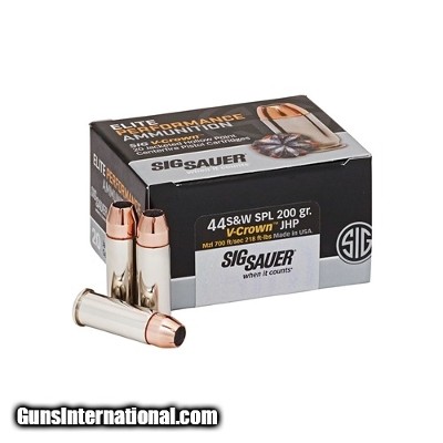 Sig Sauer Elite Performance 44 Special Ammo 200 grain V-Crown JHP Box of 20 Rounds E44SP1-20