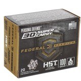 Federal Premium HST 30 Super Carry Ammo 100 grain Hollow Point Box of 20 Rounds P30HST1S