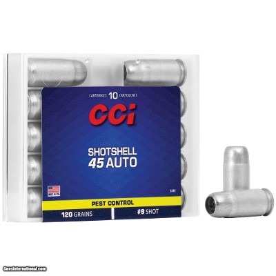 CCI Shotshell 45 Auto / ACP Ammo 120 grains #9 Shot Box of 10 Rounds 3745 (Aluminum Case)
