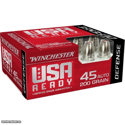 Winchester USA Ready 45 Auto / ACP Ammo 200 grain Hex-Vent JHP Case of 200 Rounds RED45HP