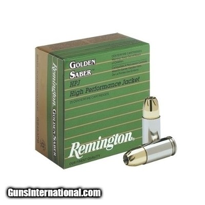 Remington Golden Saber 40 S&W Ammo 165 grain JHP Box of 25 Rounds GS40SWA