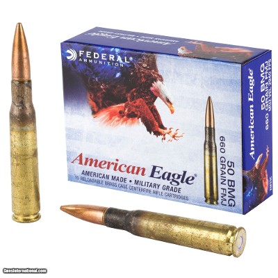 Federal American Eagle 50 BMG Ammo 660 grain FMJ Case of 100 Rounds XM33C