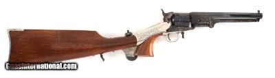 Cased Colt 1851 Navy Jefferson Davis Commemorative Percussion Beuvoir Ltd Scroll Engrave Shoulder Stock