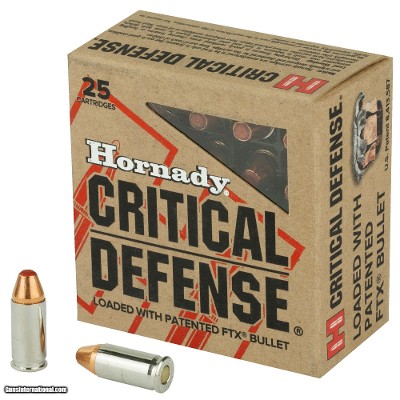 Hornady Critical Defense 32 Auto / ACP Ammo 60 grain FTX Box of 25 Rounds 90063