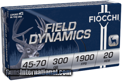 Fiocchi Field Dynamics 45-70 Govt Ammo 300 grain HPFN Case of 200 Rounds 4570B