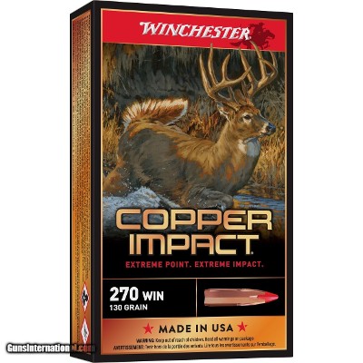 Winchester Copper Impact 270 Win Ammo 130 grain Lead-Free Box of 20 Rounds X270CLF