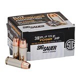 Sig Sauer Elite Performance 38 Special +P Ammo 125 grain V-Crown JHP Box of 20 Rounds E38SP1-20