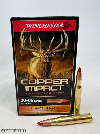 Winchester Copper Impact 30-06 Springfield Ammo 180 grain Tipped Lead Free Box of 20 Rounds X3006CLF2