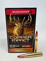 Winchester Copper Impact 30-06 Springfield Ammo 180 grain Tipped Lead Free Case of 200 Rounds X3006CLF2 - 1 of 1