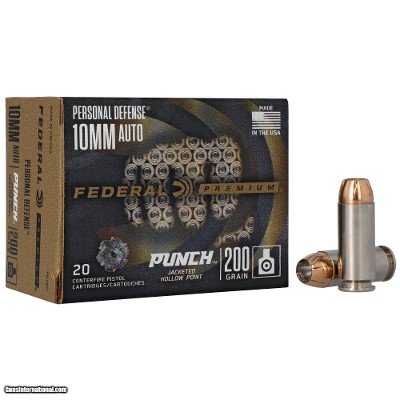 Federal Premium Punch 10mm Auto Ammo 200 grain JHP Case of 200 Rounds PD10P1