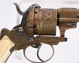 11mm Brass and Ivory Engraved Pinfire Revolver - 4 of 6