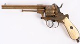 11mm Brass and Ivory Engraved Pinfire Revolver