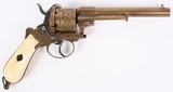 11mm Brass and Ivory Engraved Pinfire Revolver - 2 of 6