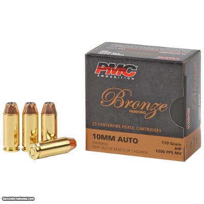PMC Bronze 10mm Auto Ammo 170 grain Jacketed Hollow Point Case of 500 Rounds 10B