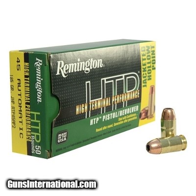 Remington High Terminal Performance 45 Auto 185 grain JHP Case of 500 Rounds RTP45AP2