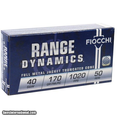 Fiocchi Shooting Dynamics 40 S&W Ammo 170 grain FMJ-TC Case of 1000 Rounds 40SWA