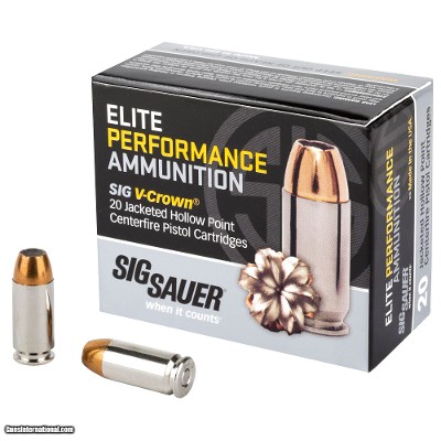 Sig Sauer Elite Performance 40 S&W Ammo 165 grain V-Crown JHP Case of 200 Rounds E40SW1-20