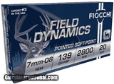 FIocchi Field Dynamics 7mm-08 Rem Ammo 139 grain Interlock SP Case of 200 Rounds 7MM08B - 1 of 1