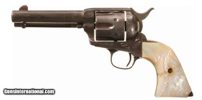 Colt SAA Frontier Six Shooter Black Powder 44-40 4.75 Blue Casehardened Steer Head Pearl Grips - Image 1 of 8