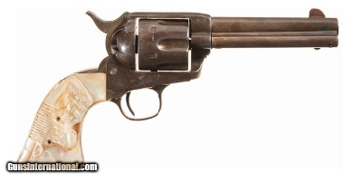 Colt SAA Frontier Six Shooter Black Powder 44-40 4.75 Blue Casehardened Steer Head Pearl Grips - Image 2 of 8