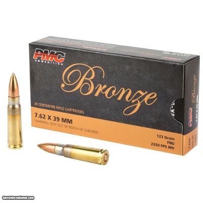 PMC Bronze 7.62x39 Ammo 123 grain FMJ Case of 500 Rounds 762A (Brass Case)
