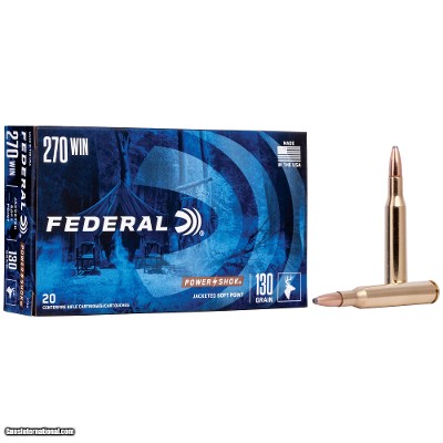 Federal Power-Shok 270 Win Ammo 130 grain Soft Point Case of 200 Rounds 270A