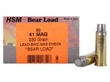 HSM BEAR LOAD 41 Magnum Ammo 230 grain Lead SWC Gas Check Box of 20 Rounds HSM414N20 - 1 of 1