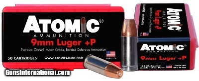 Atomic 9mm Luger +P Ammo 124 grain Bonded JHP Box of 50 Rounds 00409