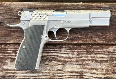 Nighthawk Springfield SA35 Hi Power 9mm Silver DLC G10 Grips Gold Dot SA-35