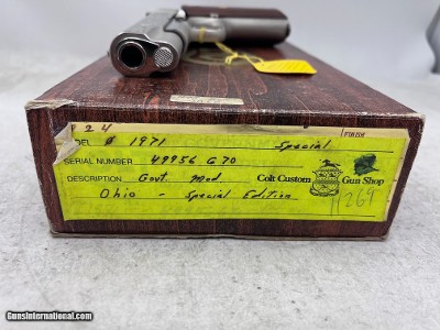 Colt 1911 Ohio 175th Anniv. Comm. Series 70 Govt 45 5