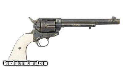 Exquisite Engraved Colt Single Action Army Revolver with Bridgeport Rig Stud 1877