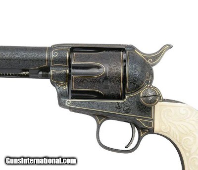 Exquisite Engraved Colt Single Action Army Revolver with Bridgeport Rig Stud 1877 - Image 5 of 5