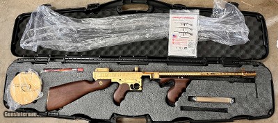Blem Auto Ordnance Thompson 1927A1 Deluxe 45 ACP Gold Tiger Stripe Tommy Gun - Image 2 of 18