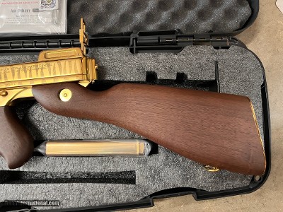 Blem Auto Ordnance Thompson 1927A1 Deluxe 45 ACP Gold Tiger Stripe Tommy Gun - Image 9 of 18