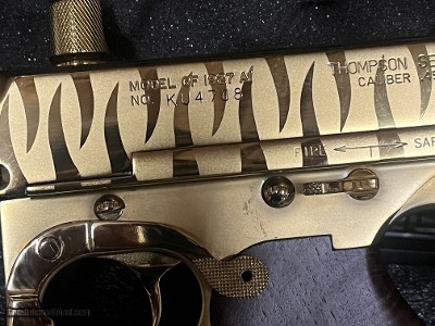 Blem Auto Ordnance Thompson 1927A1 Deluxe 45 ACP Gold Tiger Stripe Tommy Gun - Image 11 of 18