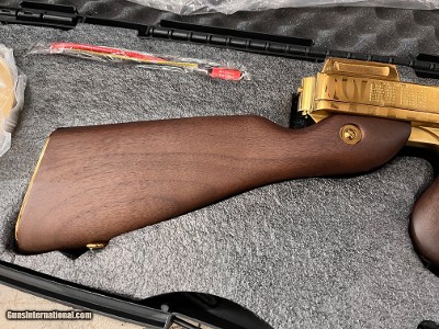Blem Auto Ordnance Thompson 1927A1 Deluxe 45 ACP Gold Tiger Stripe Tommy Gun - Image 5 of 18