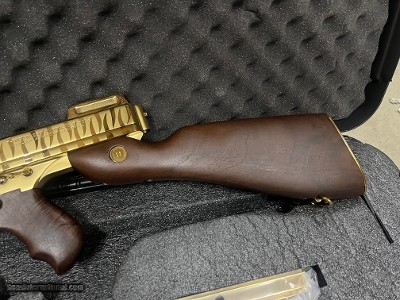 Blem Auto Ordnance Thompson 1927A1 Deluxe 45 ACP Gold Tiger Stripe Tommy Gun - Image 17 of 18