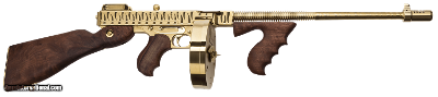 Blem Auto Ordnance Thompson 1927A1 Deluxe 45 ACP Gold Tiger Stripe Tommy Gun